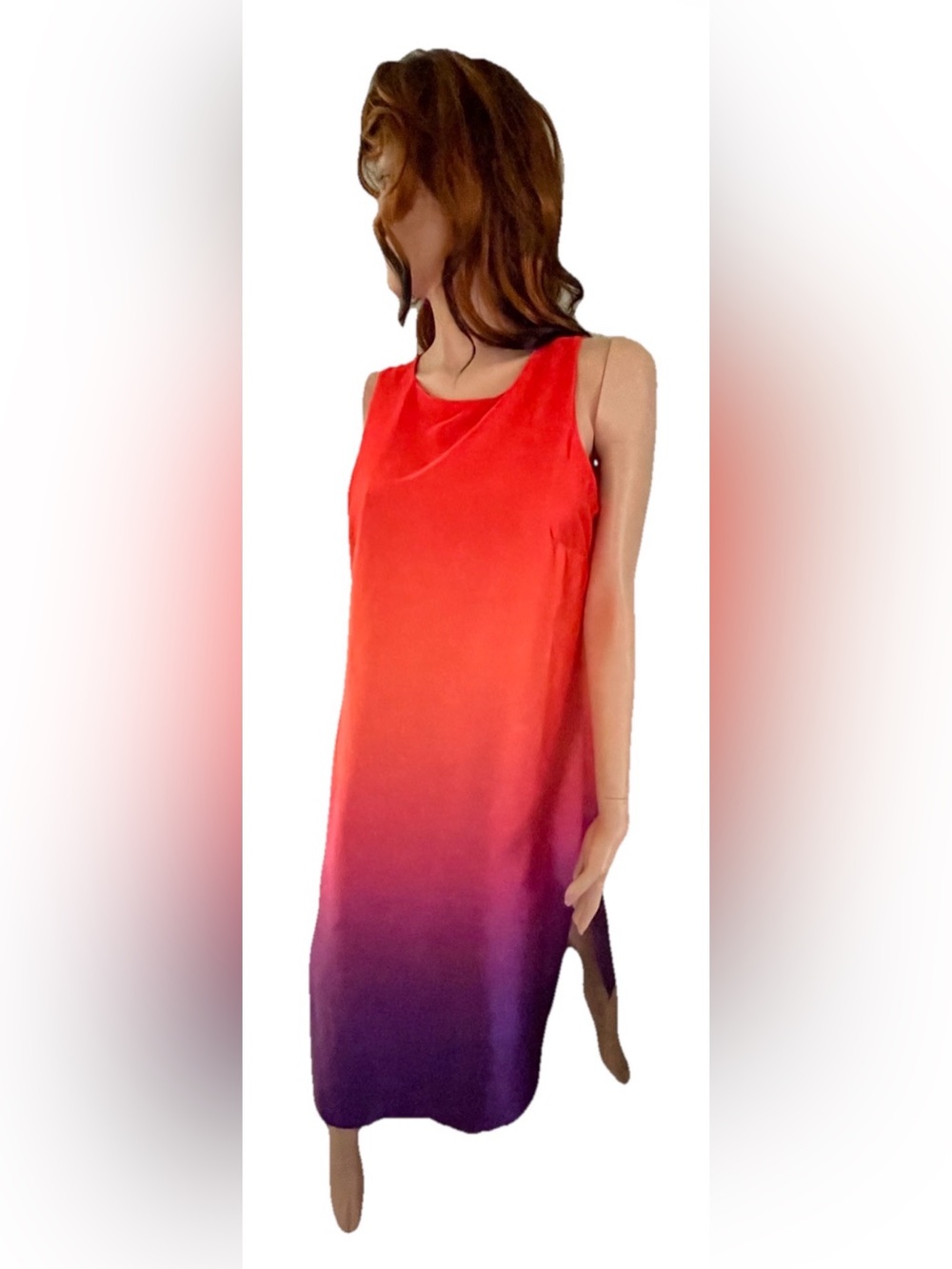 NICOLE MILLER New York Silky Gradient COLUMN Slip DRESS Size Large - Picture 6 of 8